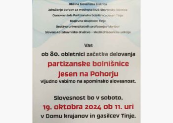80. obletnica začetka delovanja PARTIZANSKE BOLNIŠNICE JESEN