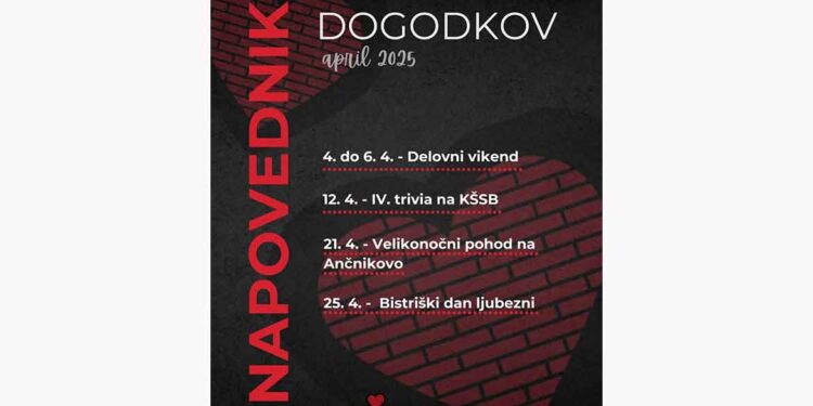 Kaj se bo na KŠSB dogajalo v aprilu?