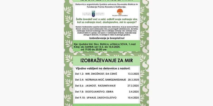 Na Ljudski zanimivo brezplačno izobraževanje za mir