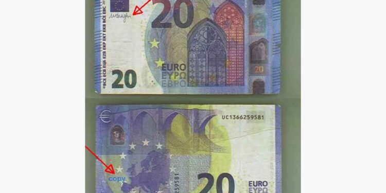 Opozorilo o ponarejenih bankovcih