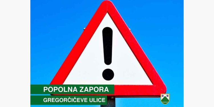 Obvestilo o popolni zapori Gregorčičeve ulice v Poljčanah