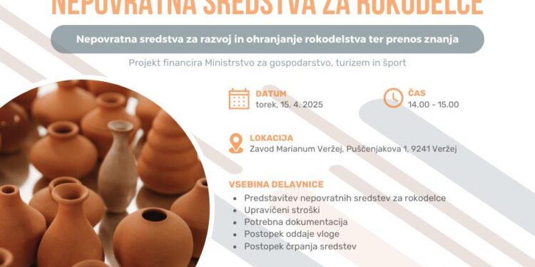 Vabljeni na delavnice o nepovratnih sredstvih za rokodelce