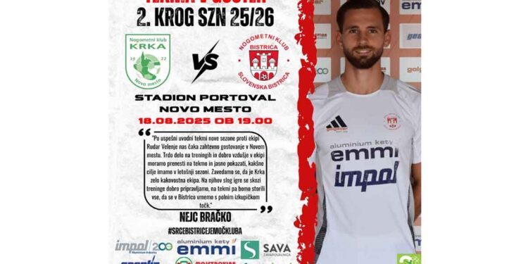 Bistrica po zmagi v prvem krogu odhaja na gostovanje h Krki