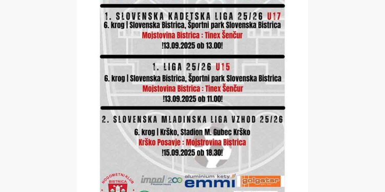 Napovednik tekem mladih NK Bistrica