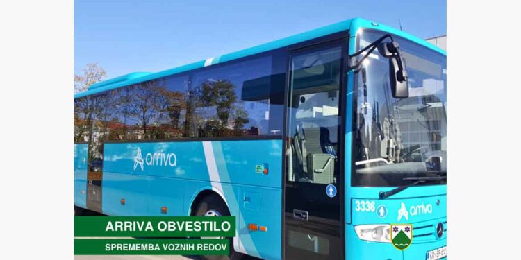 Arriva obvešča o spremembi voznih redov