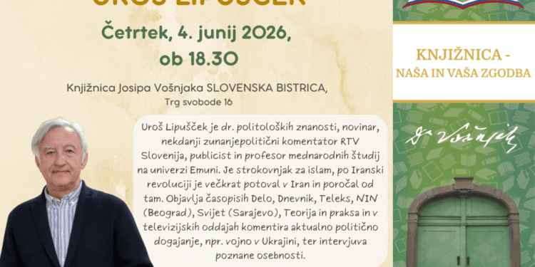 Za zaključek sezone v bistriški knjižnici prihaja Uroš Lipušček